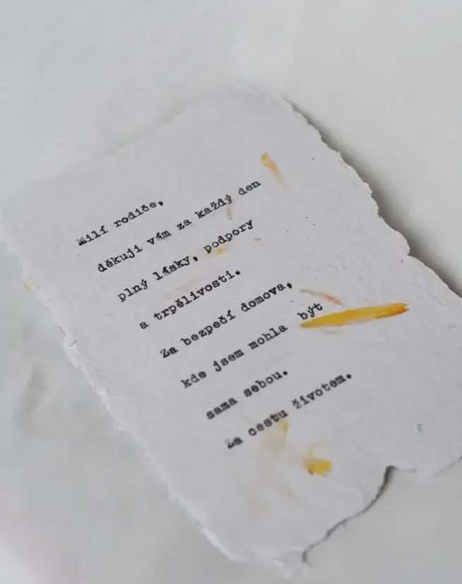 Střední text 31-60 slov (personalizovaný) | Upcyklovaný ruční papír A6