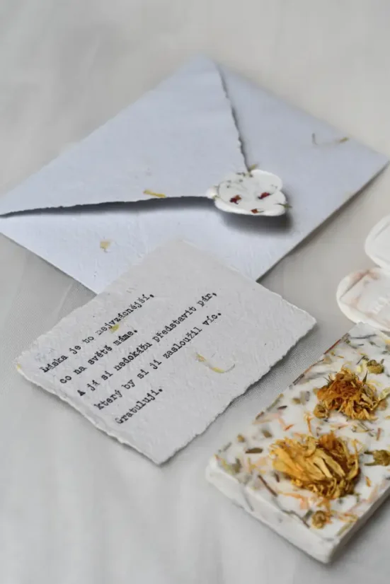 Svatební přání na ručním papíře A7
