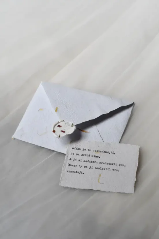 Svatební přání na ručním papíře A7