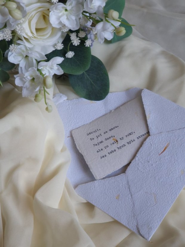 Přání pro kamarádku/svědkyni na ručním papíře A7